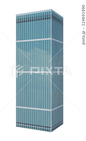 3D Modern skyscraper standing tall against white background 3D Modern skyscraper standing tall against white background 124691990