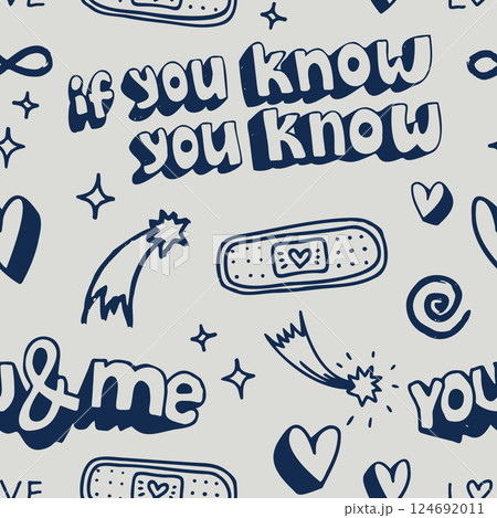 Teen Notebook Love Doodles Seamless Vector Pattern 124692011