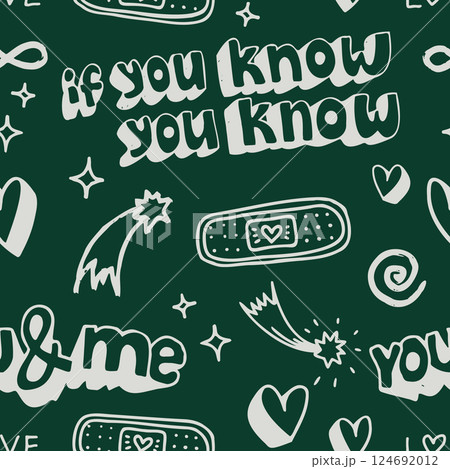 Chalkboard Teen Love Doodles Seamless Vector Pattern 124692012