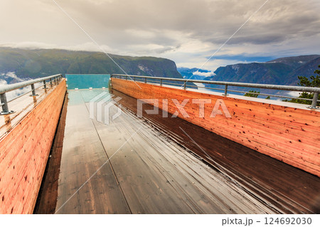 Fjord landscape at Stegastein viewpoint Norway Fjord landscape at Stegastein viewpoint Norway 124692030