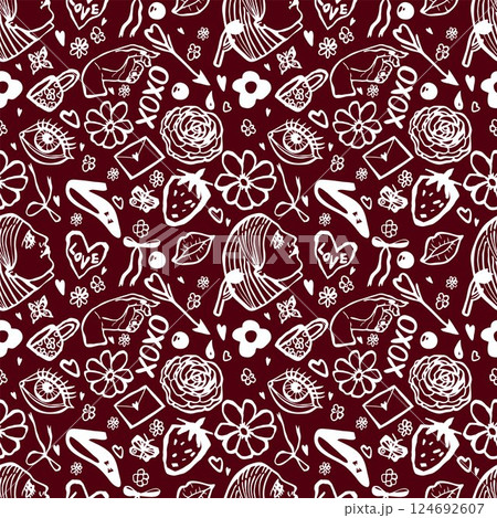 Seamless pattern with hand drawn doodle elements Seamless pattern with hand drawn doodle elements 124692607