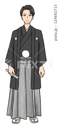 黒紋付羽織袴のイラスト 124692715