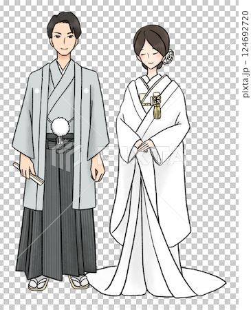 和服的新娘和新郎 和服的新娘和新郎 124692720