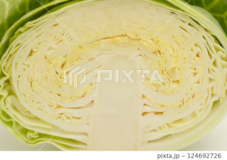 カットしたキャベツ 何枚も葉っぱが重なっている野菜の素材写真 カットしたキャベツ 何枚も葉っぱが重なっている野菜の素材写真 124692726