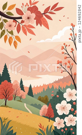 field transitions from golden yellow to light green dotted with sparse leaves 124692842