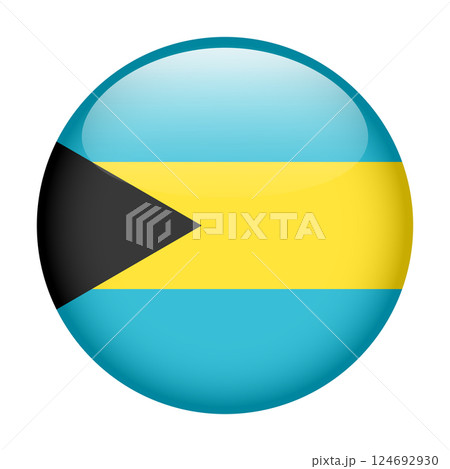 flag of Bahamas, button round glossy icon 124692930