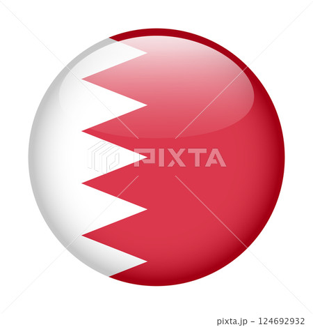 flag of Bahrain, button round glossy icon flag of Bahrain, button round glossy icon 124692932