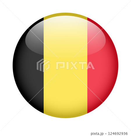 flag of Belgium, button round glossy icon 124692936