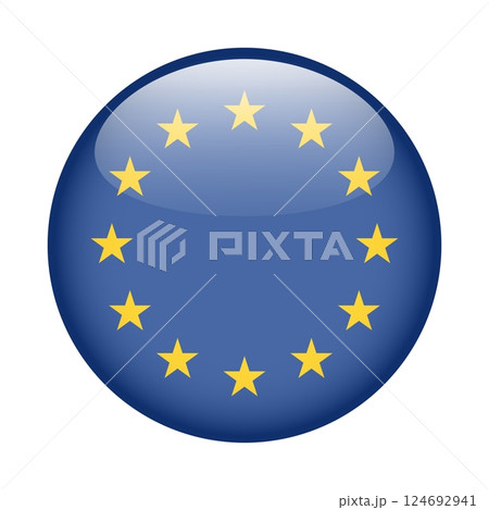 flag of European Union, button round glossy icon flag of European Union, button round glossy icon 124692941