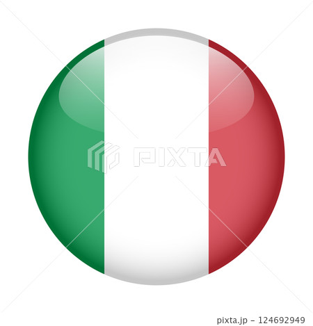 flag of Italy, button round glossy icon 124692949