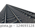 Industrial freight train on railway rails on white background 124693128