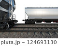 Industrial freight train on railway rails on white background 124693130
