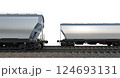 Industrial freight train on railway rails on white background 124693131