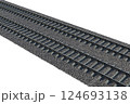Industrial freight train on railway rails on white background 124693138