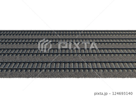 Industrial freight train on railway rails on white background Industrial freight train on railway rails on white background 124693140