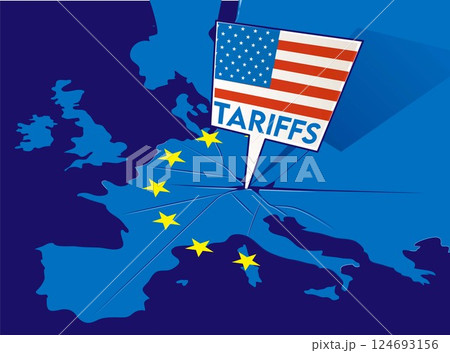 tariffs between the European Union and the United States of America. vector illustration tariffs between the European Union and the United States of America. vector illustration 124693156