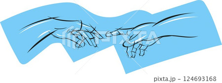 geometric style sketch on blue background. The Creation of Adam by Michelangelo. vector illustration 124693168