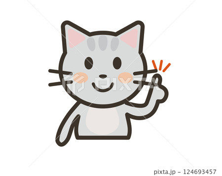 ポイントを説明するかわいいねこちゃんの上半身イラスト ポイントを説明するかわいいねこちゃんの上半身イラスト 124693457