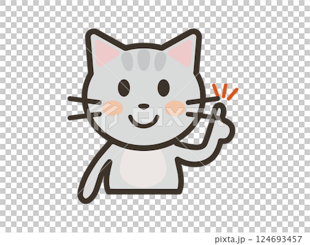 ポイントを説明するかわいいねこちゃんの上半身イラスト ポイントを説明するかわいいねこちゃんの上半身イラスト 124693457