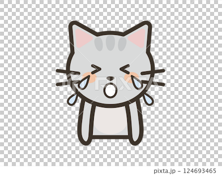 Illustration of a cute cat crying loudly Illustration of a cute cat crying loudly 124693465