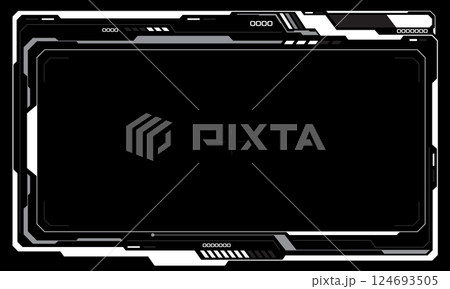 HUD frames white grey user interface elements design modern technology futuristic control panel screen digital hologram window gaming menu touching cyber monitor set on black background vector 124693505
