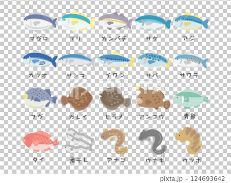 Fish type illustration set Fish type illustration set 124693642