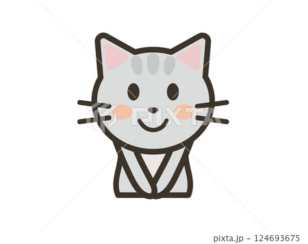 両手を重ねて正面を向くかわいいねこちゃんの上半身イラスト 両手を重ねて正面を向くかわいいねこちゃんの上半身イラスト 124693675