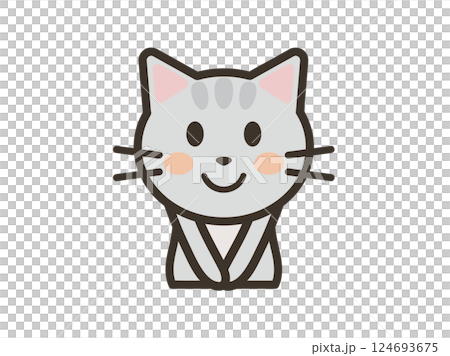 両手を重ねて正面を向くかわいいねこちゃんの上半身イラスト 両手を重ねて正面を向くかわいいねこちゃんの上半身イラスト 124693675