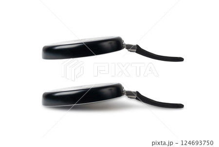 Small frying pan isolated, new non stick mini skillet, empty nonstick surface cookware, single egg pan, Small frying pan isolated, new non stick mini skillet, empty nonstick surface cookware, single egg pan, 124693750