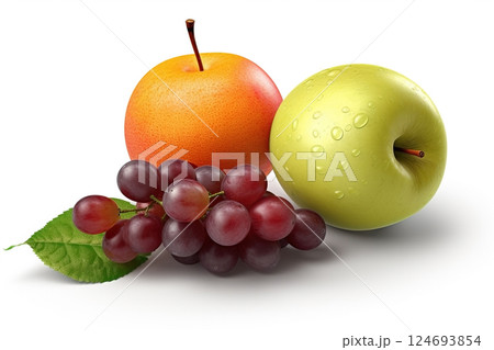 Fresh fruits on white background. Healthy food concept Fresh fruits on white background. Healthy food concept 124693854