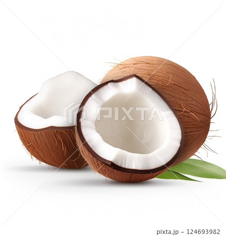 Coconut on white background. Healthy food concept 124693982