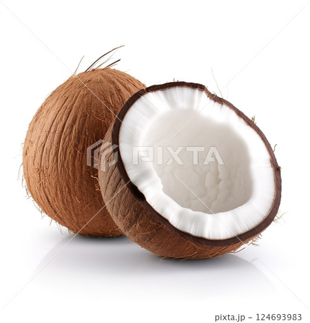 Coconut on white background. Healthy food concept 124693983