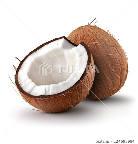 Coconut on white background. Healthy food concept 124693984