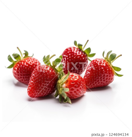 Strawberries on white background. Healthy food concept 124694134