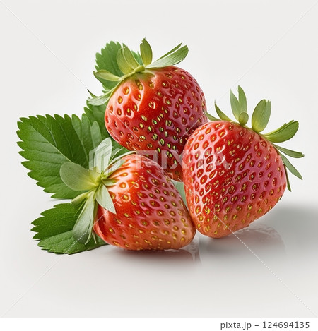 Strawberries on white background. Healthy food concept 124694135