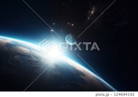 Outer space landscape background. Galaxy wallpaper 124694192
