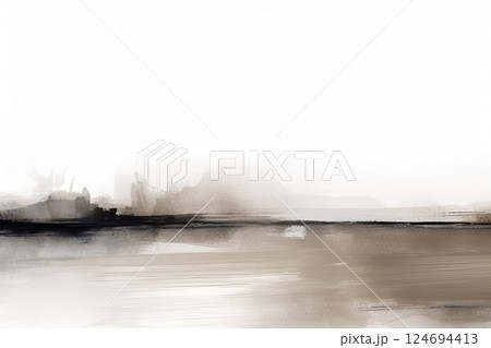 Watercolor neutral minimalist landscape illustration. Invitation, banner, card background 124694413