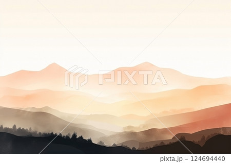 Watercolor neutral minimalist mountains landscape illustration Watercolor neutral minimalist mountains landscape illustration 124694440