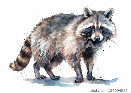 Watercolor raccoon illustration on white background Watercolor raccoon illustration on white background 124694625