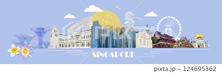 Contemporary art collage, creative design from Singapore travel images Contemporary art collage, creative design from Singapore travel images 124695362