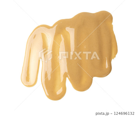 Tahini smear isolated, sesame seeds paste splash, spilled tahina sauce, spill eastern dip Tahini smear isolated, sesame seeds paste splash, spilled tahina sauce, spill eastern dip 124696132