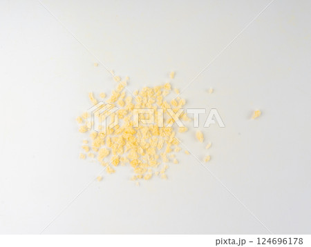 Bread crumbs isolated, scattered breadcrumbs, crushed rusk bread crumbs for nuggets, panko Bread crumbs isolated, scattered breadcrumbs, crushed rusk bread crumbs for nuggets, panko 124696178