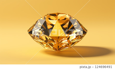 Iridescent crystal light reflections sparkling on gentle yellow minimalist background 124696491
