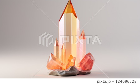 Mineral crystal model on gradient background   educational aid for geology students 124696528
