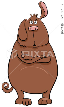funny cartoon brown dog animal character listening 124697137