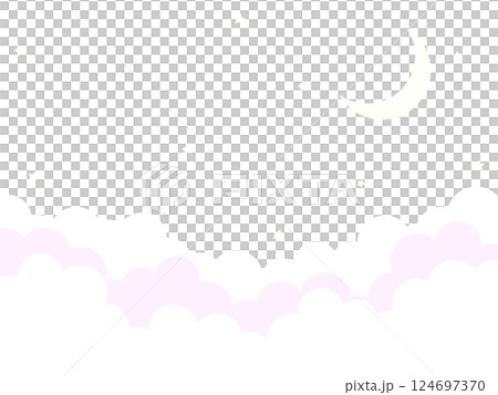 月と星ともくもくの雲の可愛くてファンシーなイラスト 124697370
