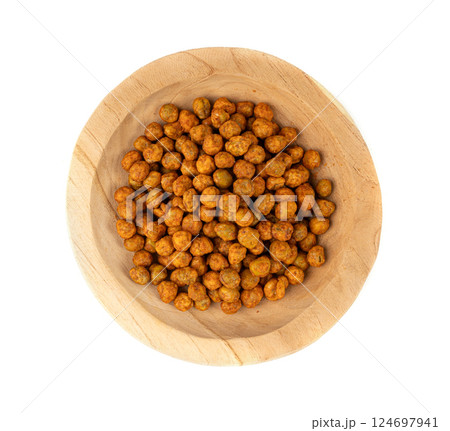 Roasted chickpeas, leblebi pile, spicy fried chana, crispy chick peas with mint and spices, east snack 124697941