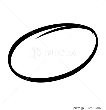 Hand-drawn highlight strokes with pencil, pen, and marker textures. Oval and round sketch lines for emphasis and underlining. Flat vector illustration isolated on white background. 124698078