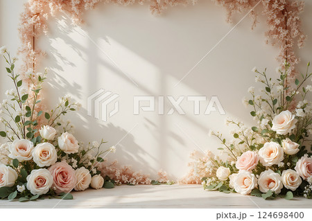 A white floral backdrop with white flowers 124698400
