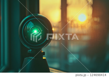 Green LED on camera reflects sunlight through window Green LED on camera reflects sunlight through window 124698414